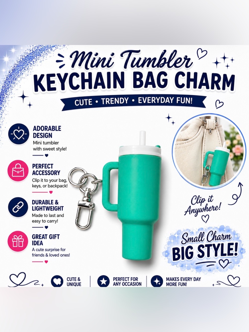 MINI TUMBLER KEYCHAIN BAG CHARM